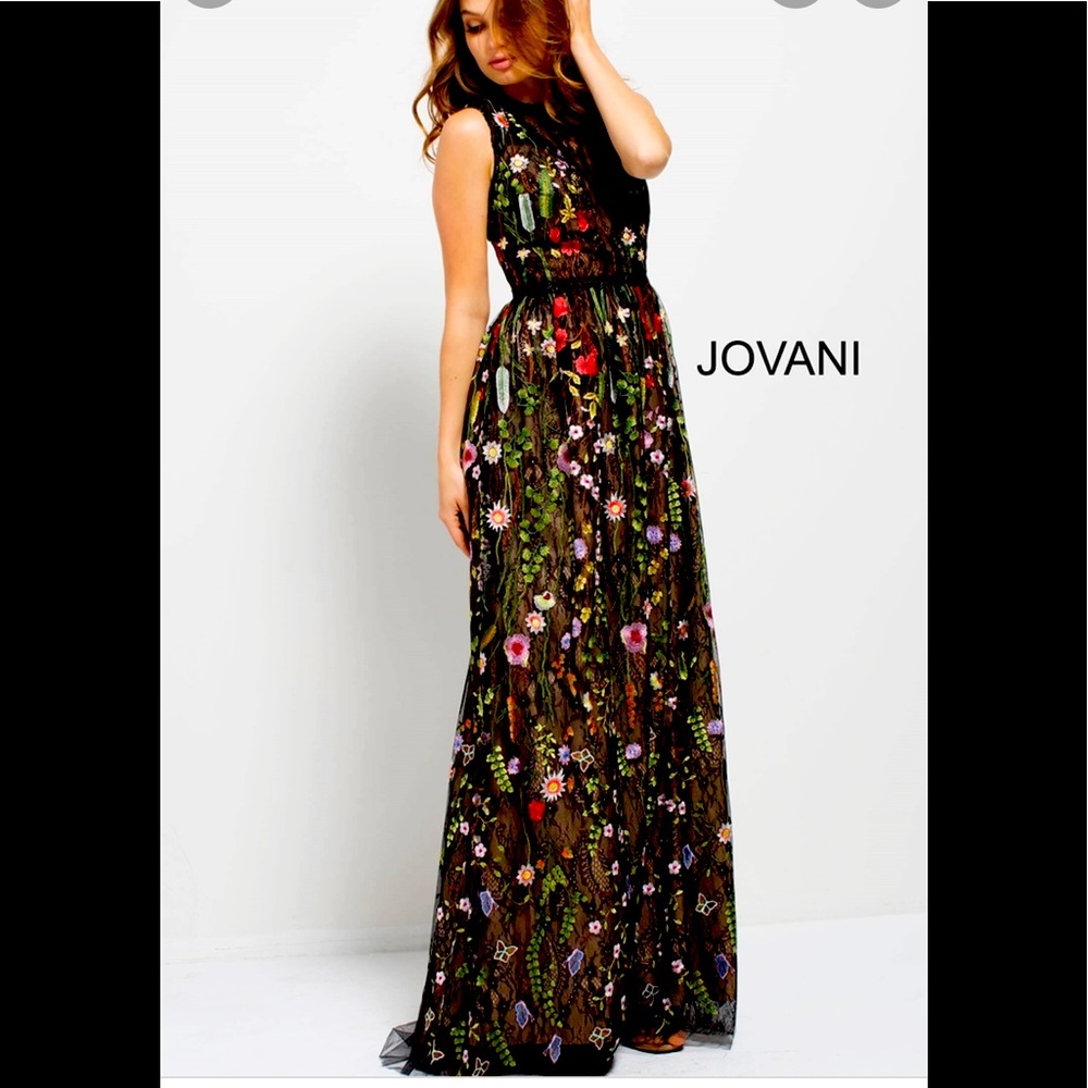 Jovani dress. Style 50733. Size 6. Color black/ multi.
